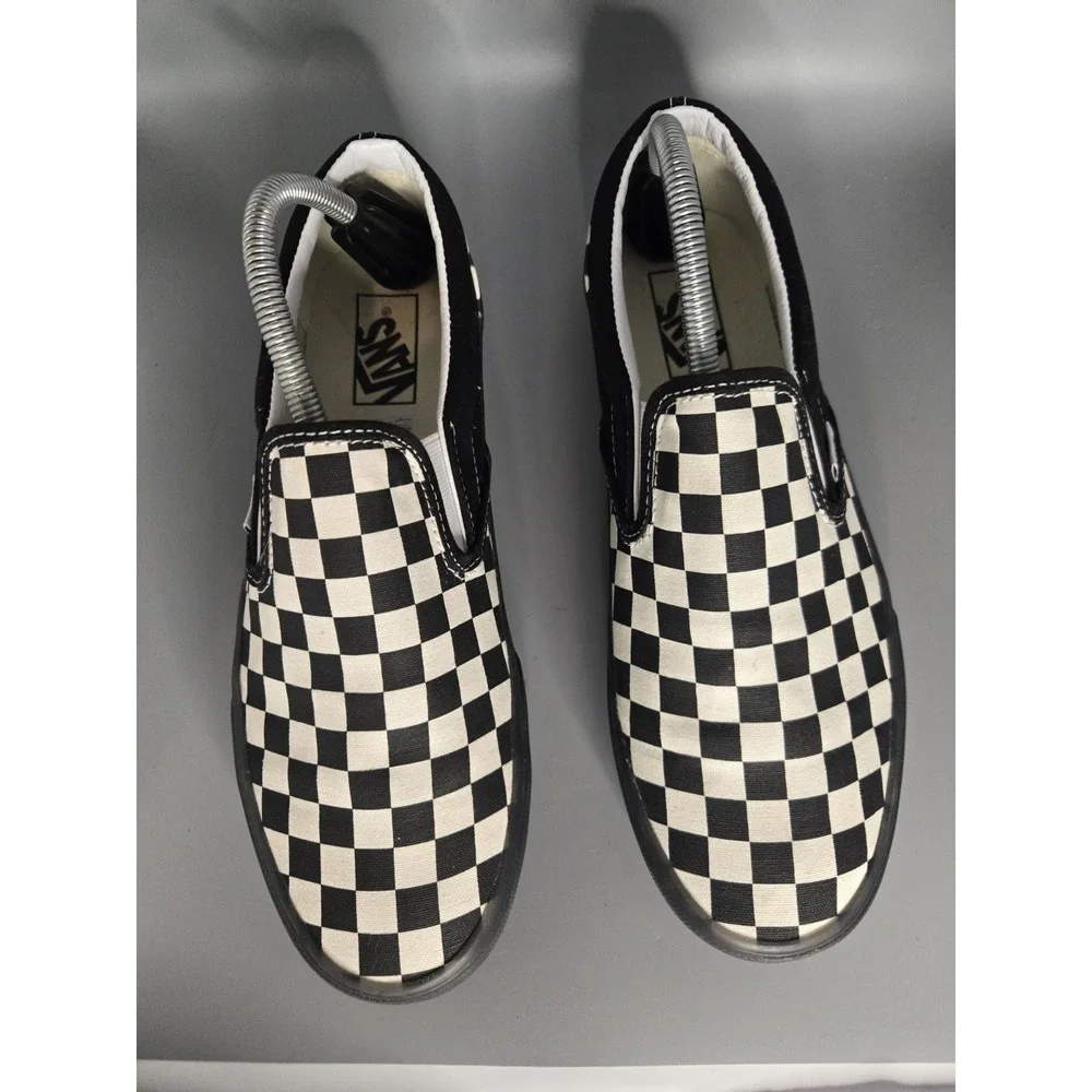Vans Classic Slip-On Checkerboard Shoes Black White Mens Size 9 Womens 10.5...